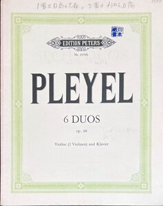 プレイエル 二重奏曲 (ヴァイオリン/2ヴァイオリン+ピアノ)輸入楽譜 Pleyel 6 Duos 洋書