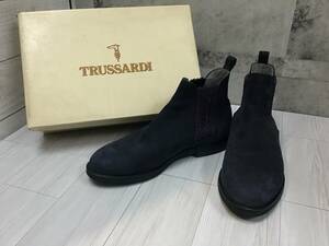 7525■TRUSSARDI トラサルディ ショートブーツ 25 EE 青 ブルー スエード 日本製 箱有 ※写真をご確認ください。