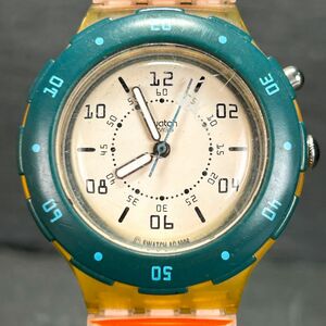 SWATCH スウォッチ SCUBA スクーバ 200 MIDNIGHT BATH SDK911 腕時計 クオーツ アナログ ホワイト文字盤 ブルー ラウンド 伸縮バンド