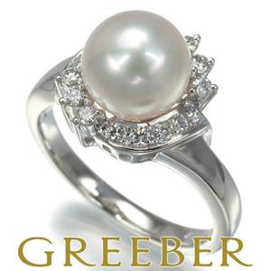 ポーラ リング パール アコヤ真珠 8.2mm ダイヤ 0.22ct 10号 Pt900 Pearl Ring 指輪 BLJ/GENJ 大幅値下げ品