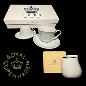 ROYAL COPENHAGEN ロイヤルコペンハーゲン カップ ソーサー 065 二客セット BEBE CUP GOLD RIM lele cup ホワイト ゴールド 箱付 全３点 ◯