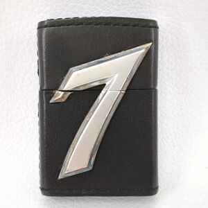 【未使用】 Zippo SEVENSTARS 2008年製 ブラック ソリッド7 レザーカバー 黒革 オイルライター ジッポー セブンスター ◆3104/磐田店