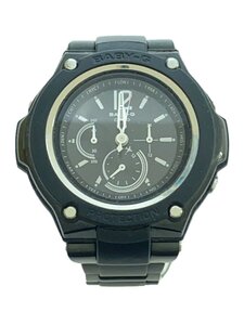 CASIO◆ソーラー腕時計・Baby-G/アナログ/ステンレス/BLK/BLK/SS//