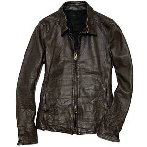 定価17万 junhashimoto zip leather shirts riders 2 ダークブラウン ジュンハシモトジップレザーシャツライダース　wjk　akm