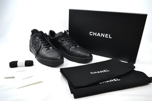 新品 23SS 新作 CHANEL 23A SNEAKERS Calfskin Black シャネル スニーカー カーフスキン ブラック SIZE43