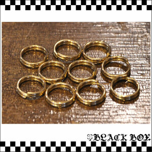 solid brass 真鍮 無垢 生地 ソリッド ブラス 2重リング キーリング 丸環 レザークラフト キーホルダー パーツ 金具 10㎜ 10個セット