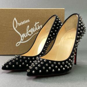 8k6 Christian Louboutin クリスチャンルブタン FOLLIS SPINKES スタッズパンプス 3161133 サイズ37.5 ブラック ベルベット レディース