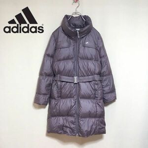 【adidas】アディダス 洗える ダウンコート Sサイズ レディース パープル系 ロング丈 リアルダウン