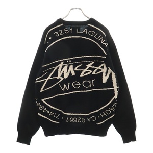 STUSSY ステューシー Laguna Icon Sweater バックロゴ クルーネックニットセーター ブラック 117223