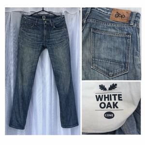 青 GAP ホワイトオーク/コーンデニム★REGULAR FIT STRAIGHT/W30★赤耳 米国製生地 セルビッジ WHITE OAK/CONE DENIM ギャップ ジーンズ