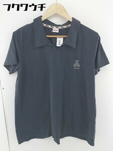◇ wilson ウィルソン 刺繍 ロゴ 半袖 ポロシャツ サイズXL ブラック系 レディース