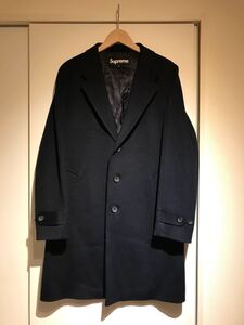 極美品☆Supreme シュプリーム☆15AW Loro Piana wool over coat ロロピアーナウールオーバーチェスターコート S ネイビー