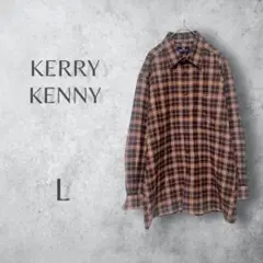 【KERRY KENNY 】　長袖チェックシャツ　ブラウン　メンズ　ゆったり