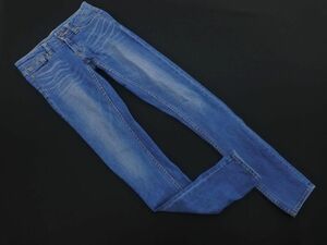 AZUL BY MOUSSY アズールバイマウジー USED加工 スキニー デニムパンツ size22/紺 ■■ ☆ efb2 レディース