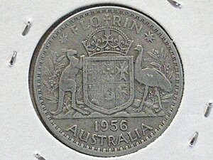 ◆オーストラリア◆1フローリン(FLORIN)銀貨■1956年/Australia 1956 FLORIN ElizabethⅡ silver coin