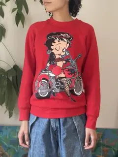 USA Betty Boop ベティ・ブープ プリント クルーネックスウェット