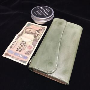 数量限定　緑　グリーン系　長財布/本革 ブライドルレザー メンズ ヌメ革　ロングウォレット　レザー 牛革　人気商品