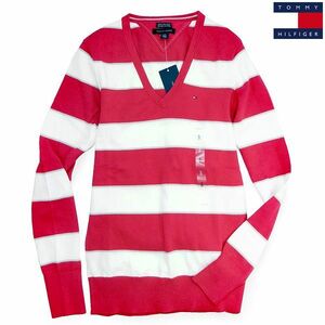 TOMMY　HILFIGER トミーヒルフィガー rm87621685-821 ピンクレッド レディース　Vネックセーター Sサイズ