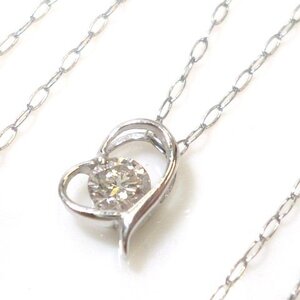 【Pt850 Pt900】 ダイヤモンド 0.1ct ハートトップ ネックレス プラチナ ダイヤ ペンダント Diamond Platinum necklace【ネコポスOK】◇J