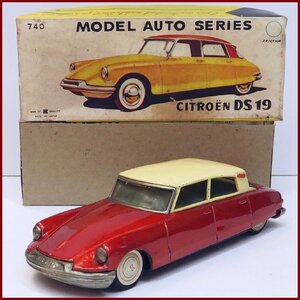 萬代屋 赤箱 740【CITROEN DS19 シトロエン 赤レッド】ブリキ ミニチュア自動車ミニカーtin toy car■BC BANDAIバンダイ【箱はコピー】0044