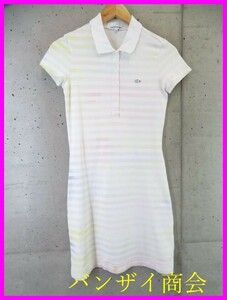 【送料300円可】3290b6◆LACOSTE ラコステ マリンボーダー ストレッチ 半袖ポロシャツ ワンピース 36/ジャケット/コート/レディース/女性