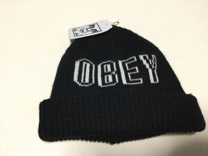 オベイ 　OBEYニットキャップ ニット帽 帽子 ■黒■長期保管・デッドストック・未着用品■タグ付き