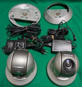 【中古（動作確認）・送料無料】２台セット！Panasonic パナソニック ネットワークカメラ KX-HCM180 ACアダプタ　天井取付カバー・金具