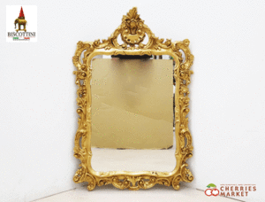 ◆展示品◆ Biscottini ビスコッティーニ イタリア家具 ウォールミラー/鏡 壁掛け ヨーロピアン アンティーク ロココ調 23万