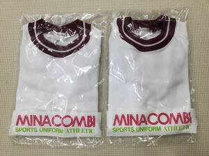 S254 新品【MINACOMBI】スクールスポーツウェア サイズ 120 2枚/半袖/丸衿/ラグラン袖/白×赤/男女兼用/体操着/インナー/幼児/児童