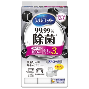 まとめ得 シルコットＷＴ９９．９９％除菌替４０枚３Ｐ ユニ・チャーム（ユニチャーム） x [15個] /h