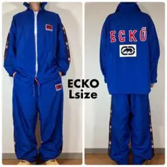 激レア90s美品 ECKO ナイロンセットアップ上下 青 B系HIPHOP