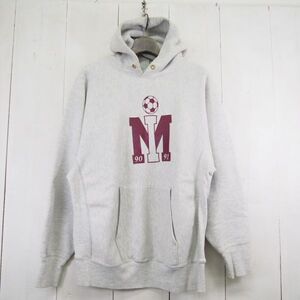 90s USA製 チャンピオン Champion リバースウィーブ reverse weave カレッジ フーディー MI soccer ball スウェットパーカー(XL)グレー