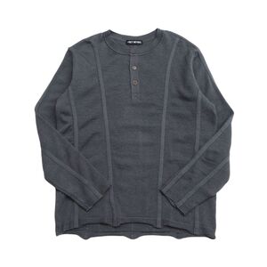 TI4526▽ISSEY MIYAKE/イッセイミヤケ メンズ4 ウール100％ ヘンリーネック ニット セーター グレー系 ME43KN014