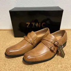 【未使用】ZINC 本革 ダブルベルトビジネスシューズ L.BRサイズ25〜26