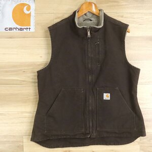 J6R/O1.17-6　Carhartt　カーハート　ダックベスト　ワークベスト　裏ボア　モックネック　ジップアップ　Ｌ　レディース　アメリカ古着