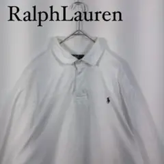 90s ポロラルフローレン　ラガーシャツ 胸刺繍ロゴ RalphLauren L