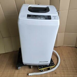 直接取引限定【日立 洗濯機 ⑧】5kg 中古品 2016年 型式 NW-5WR STEP WASH スリム コンパクト 家電 全自動電気洗濯機 203-7