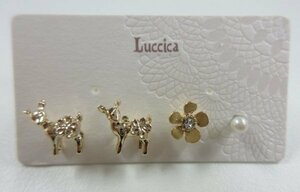 04 01298 ☆ Luccica ルチカ ピアス 動物モチーフ ゴールド バンビ プレゼント 女性 チタンポスト【新品未使用品】