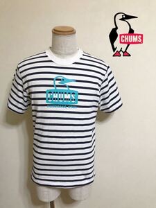 CHUMS チャムス ボートロゴ ペンギン ボーダー クルーネック Tシャツ トップス サイズM 半袖 ホワイト ネイビー 170/95 CH01-1325