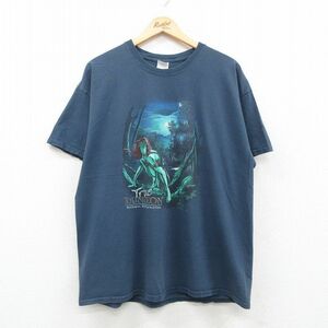 XL/古着 半袖 ビンテージ Tシャツ メンズ 00s True DUNGEON コットン クルーネック 紺 ネイビー 24jun13 中古