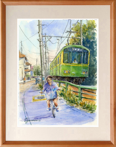 ★水彩画★原画「電車が来た２」＃568