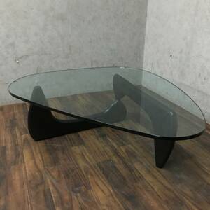 WF1/7　イサム ノグチ テーブル リブロダクト品 ガラステーブル 厚19mm Isamu Noguchi Coffee Table ※難あり ★直接引取限定〇●