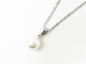 ミキモト MIKIMOTO パールペンダント ネックレス 8.1mm珠 K18WG ホワイトゴールド 真珠 レディース 新品同様