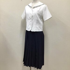 O55/(中古)兵庫県 龍野北高校 看護科 女子制服2点 /155A/W62/丈70/セーラーブラウス/夏スカート/紺/KANKO/夏用/夏服/女子学生/学生服