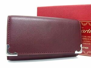 ■極美品■ Cartier カルティエ レザー 4連 キーケース 鍵入れ メンズ レディース ボルドー系 BG7435