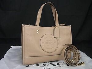 1円 ■新品同様■ COACH コーチ C2004 デンプシー キャリーオール レザー 2WAY ハンドバッグ トート ショルダー ベージュ系 FC9692