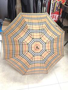 【極美品】BURBERRY バーバリー　長傘 雨傘 ノバチェック柄 ウッドハンドル ベージュ　全長89cm