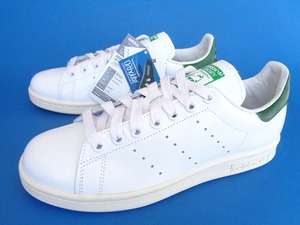 13667■新品 未使用 14年製 adidas stansmith アディダス スタンスミス ガラスレザー 顔つき 白 緑 B24364 24.5 cm