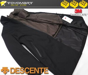 3128●DESCENTE デサント●7744　新品 【撥水加工】 シンサレート中綿ライナー スタンドカラーインフードコート　ブラック/LL　定価42900円