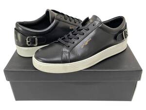 未使用品 UK8 Lewis Leathers Side Car Sneaker Low black ルイスレザー スニーカー ブラック